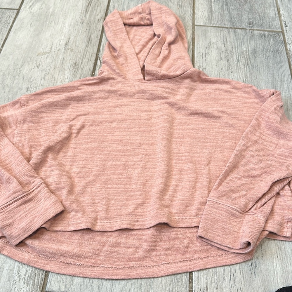 Old Navy Lightweight Blush pink hooded crop top Girls Size 8
